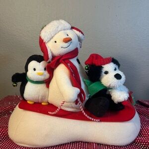 Hallmark 2007 Jingle Pals SNOW WHAT FUN Animated Snowman Penguin Dog On Sled NEW
